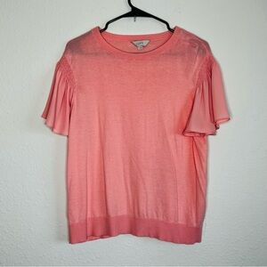 LOFT | bubblegum pink flutter sleeve blouse